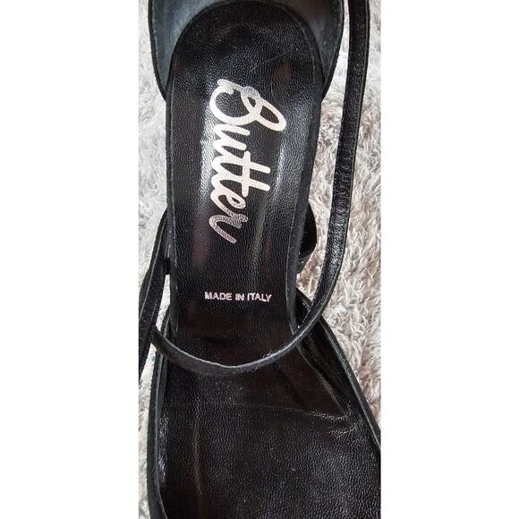 BUTTER Brand Black Suede Leather D'Orsay Strappy Heels US 7, MADE IN ITALY - Picture 4 of 5